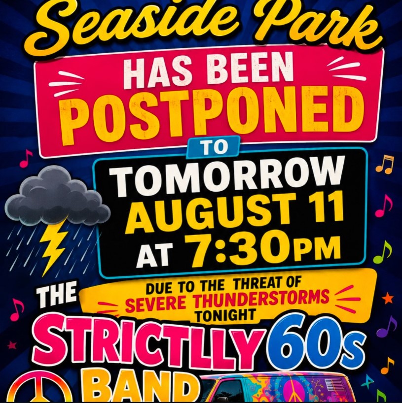 Seaside Park Concert Postponed 08.10.2026
